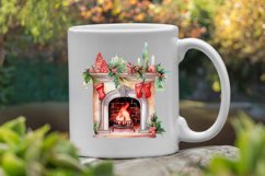 Christmas Fireplace Watercolor Clipart Bundle Product Image 4