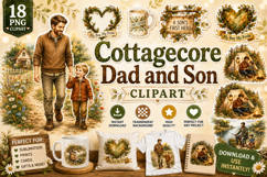 Cottagecore Dad and Son PNG Clipart Bundle Product Image 1