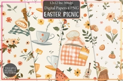 Cottagecore Easter Picnic Digital Paper Product Image 1
