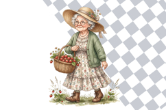 Cottagecore Elderly Woman Clipart Bundle | PNG Grandmother Product Image 2