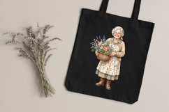 Cottagecore Elderly Woman Clipart Bundle | PNG Grandmother Product Image 3