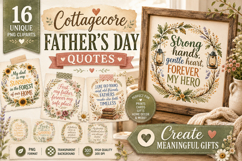 Cottagecore Father’s Day Quotes PNG Bundle Product Image 1