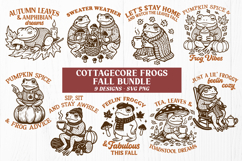 Cottagecore Fall Frog SVG Bundle | Cozy Autumn Frog Clipart Product Image 1