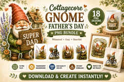 Cottagecore Gnome Father’s Day PNG Bundle Product Image 1