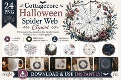 Cottagecore Halloween Spider Web Clipart Bundle PNG Product Image 1