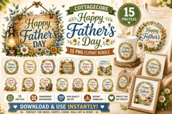 Cottagecore Happy Father’s Day PNG Bundle Product Image 1