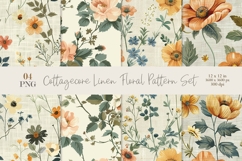Cottagecore Linen Floral Pattern PNG Product Image 1