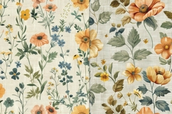 Cottagecore Linen Floral Pattern PNG Product Image 2