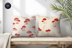 Cottagecore Mushroom Pattern Hand-Drawn Digital Paper Product Image 2