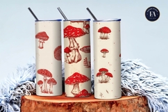 Cute Hand-Drawn Cottagecore Mushroom Art Digital Paper Product Image 3