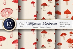 Hand-Drawn Cute Mushroom Cottagecore Digital Paper Product Image 1
