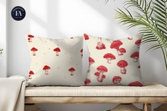 Cottagecore Mushroom Pattern Hand-Drawn Digital Paper Product Image 2