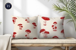 Cute Hand-Drawn Cottagecore Mushroom Art Digital Paper Product Image 2