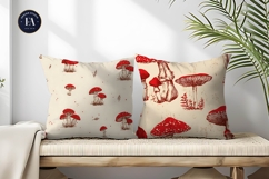 Cute Hand-Drawn Cottagecore Mushroom Art Digital Paper Product Image 2