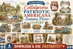 cottagecore Patriotic Americana Summer Picnic Clipart Product Image 1