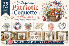 Cottagecore Patriotic Coquette Clipart | Vintage Americana Product Image 1