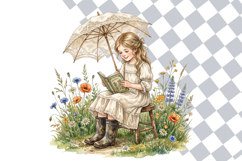 Cottagecore Reading Girl Clipart Bundle 33 PNG Files Product Image 2