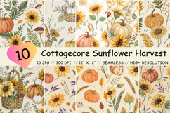 cottagecore sunflower, harvest autumn, rustic farm, garden natural, simple pattern, fall harvest, seamless pattern, digital paper, printable art, junk journal, scrapbook paper, commercial use, digital download, country life, farm fresh, simple living, nat