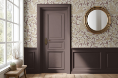 Vintage Wallpaper With Wainscotting Mockup PSD Product Image 8