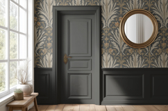 Vintage Wallpaper With Wainscotting Mockup PSD Product Image 9
