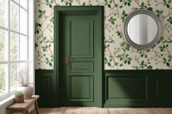 Vintage Wallpaper With Wainscotting Mockup PSD Product Image 5
