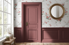 Vintage Wallpaper With Wainscotting Mockup PSD Product Image 6