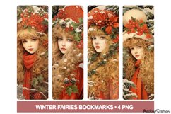 Christmas Bookmarks PNG Printable | Vintage Winter Fairies Product Image 1