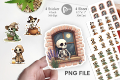 Cottagecore Witch Skeleton Sticker Product Image 1
