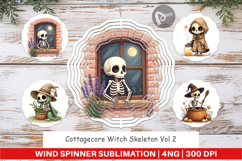 Wind Spinner Cottagecore Witch Skeleton Product Image 1