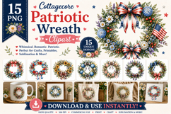 Patriotic Wreath Clipart PNG Bundle | Americana Wreaths Product Image 1