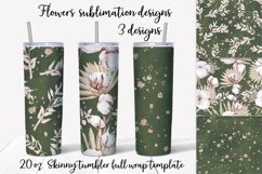 Cotton Flowers sublimation design Skinny tumbler wrap design 