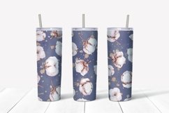 Cotton Flowers sublimation design Skinny tumbler wrap design 