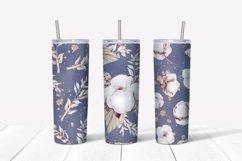 Cotton Flowers sublimation design Skinny tumbler wrap design 