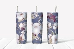 Cotton Flowers sublimation design Skinny tumbler wrap design 