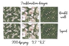 Cotton Flowers sublimation design Skinny tumbler wrap design 