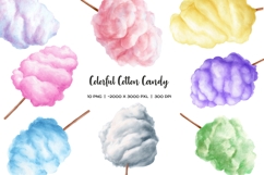 Watercolor rainbow cotton candy clipart. Colorful candyfloss Product Image 1