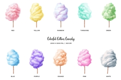 Watercolor rainbow cotton candy clipart. Colorful candyfloss Product Image 2