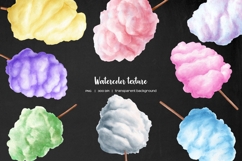 Watercolor rainbow cotton candy clipart. Colorful candyfloss Product Image 3