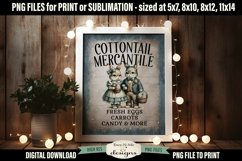 Cottontail Mercantile Sublimation Design | Vintage Sign PNG Product Image 1