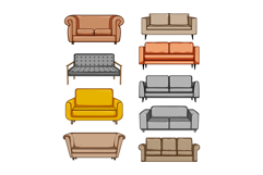 couch leather set cartoon Product Image 1