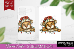 Cougar Tangled In Christmas Lights Phone Case PNG Funny Xmas Product Image 1