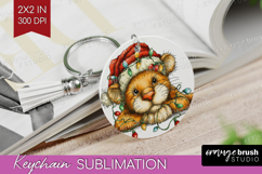 Cougar Tangled In Christmas Lights Keychain PNG Funny Xmas Product Image 1
