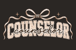 School Counselor Preppy Leopard Bow PNG Design Product Image 1