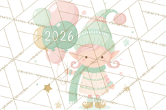 New Year PNG Clipart, Countdown Characters in Pastel Style Product Image 2