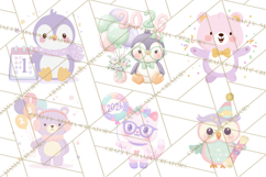 New Year PNG Clipart, Countdown Characters in Pastel Style Product Image 3