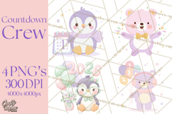 New Year PNG Clipart, Countdown Characters in Pastel Style Product Image 1