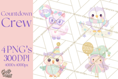 New Year PNG Clipart, Countdown Characters in Pastel Style Product Image 1
