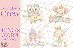 New Year PNG Clipart, Countdown Characters in Pastel Style Product Image 1