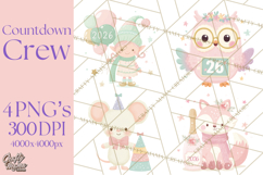 New Year PNG Clipart, Countdown Characters in Pastel Style Product Image 1
