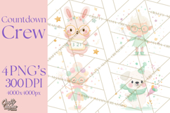 New Year PNG Clipart, Countdown Characters in Pastel Style Product Image 1